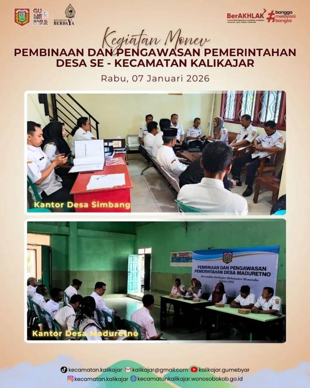 KEGIATAN MONEV PEMBINAAN DAN PENGAWASAN PEMERINTAH DESA SE-KECAMATAN KALIKAJAR